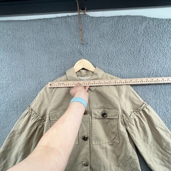 Lewit Linen Cotton Tan Jacket Blazer Ruffle Sleeve XS - Picture 5 of 15